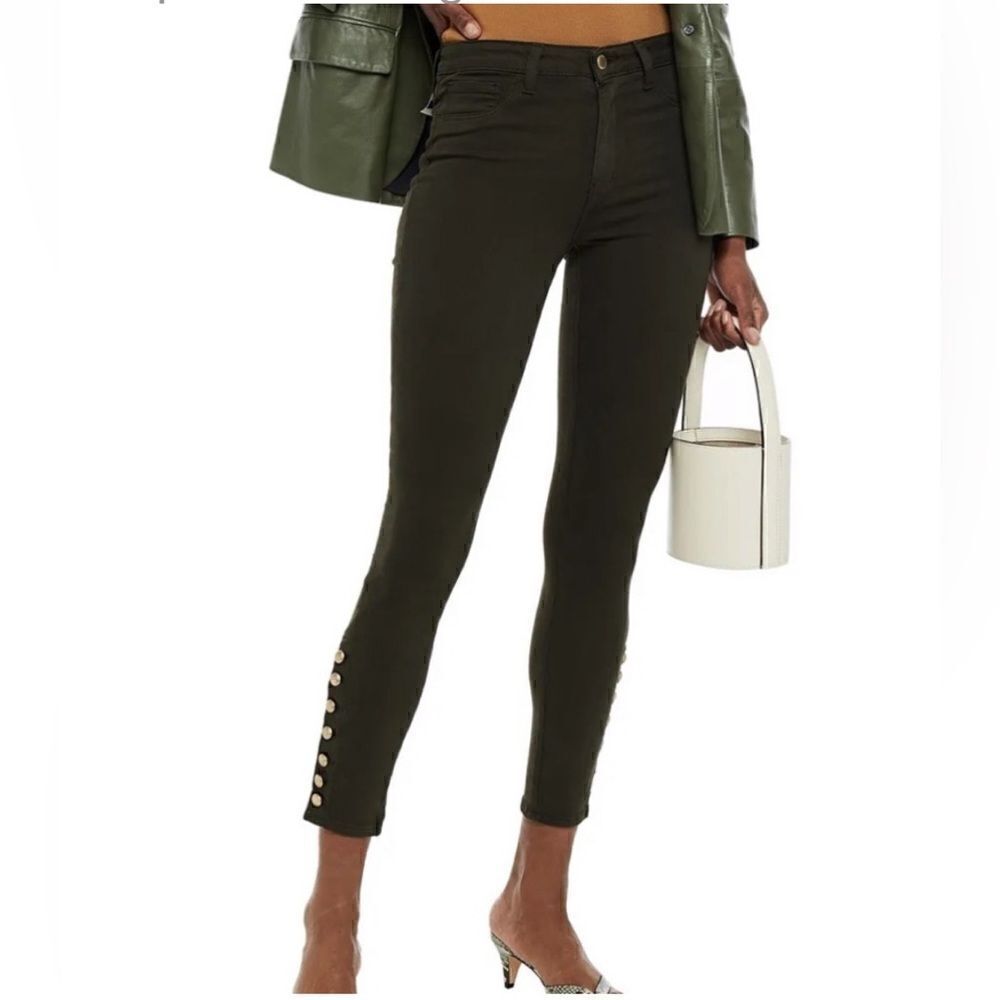 L'AGENCE Piper high-rise coated faux leather look skinny jeans button detail. 28 - Picture 10 of 10